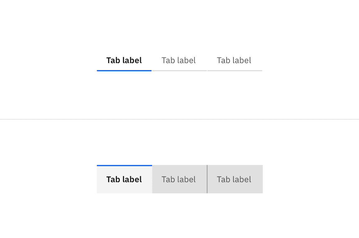 Examples of line tabs (top) and contained tabs (bottom)